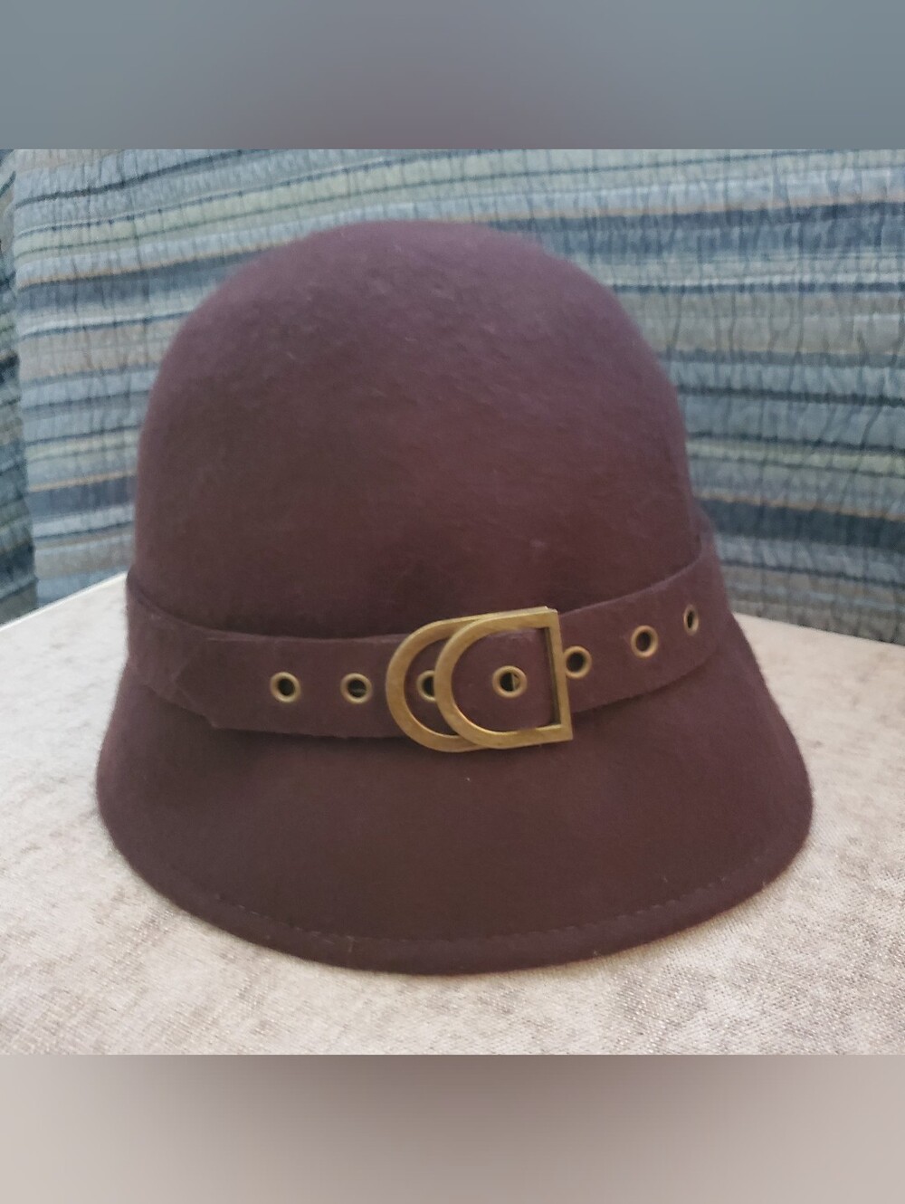 Wool Bucket Hat with Bronze Buckle